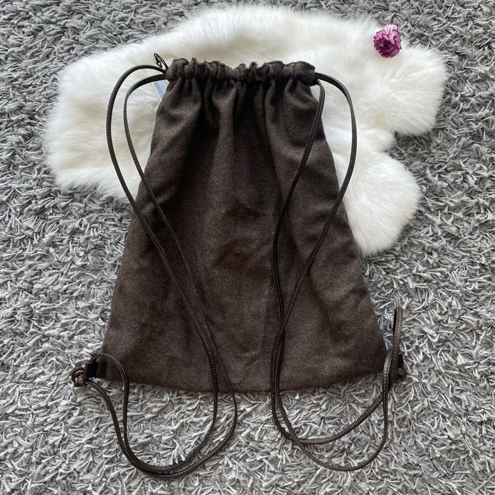 Women’s Brown Drawstring Backpack - Picture 2 of 10